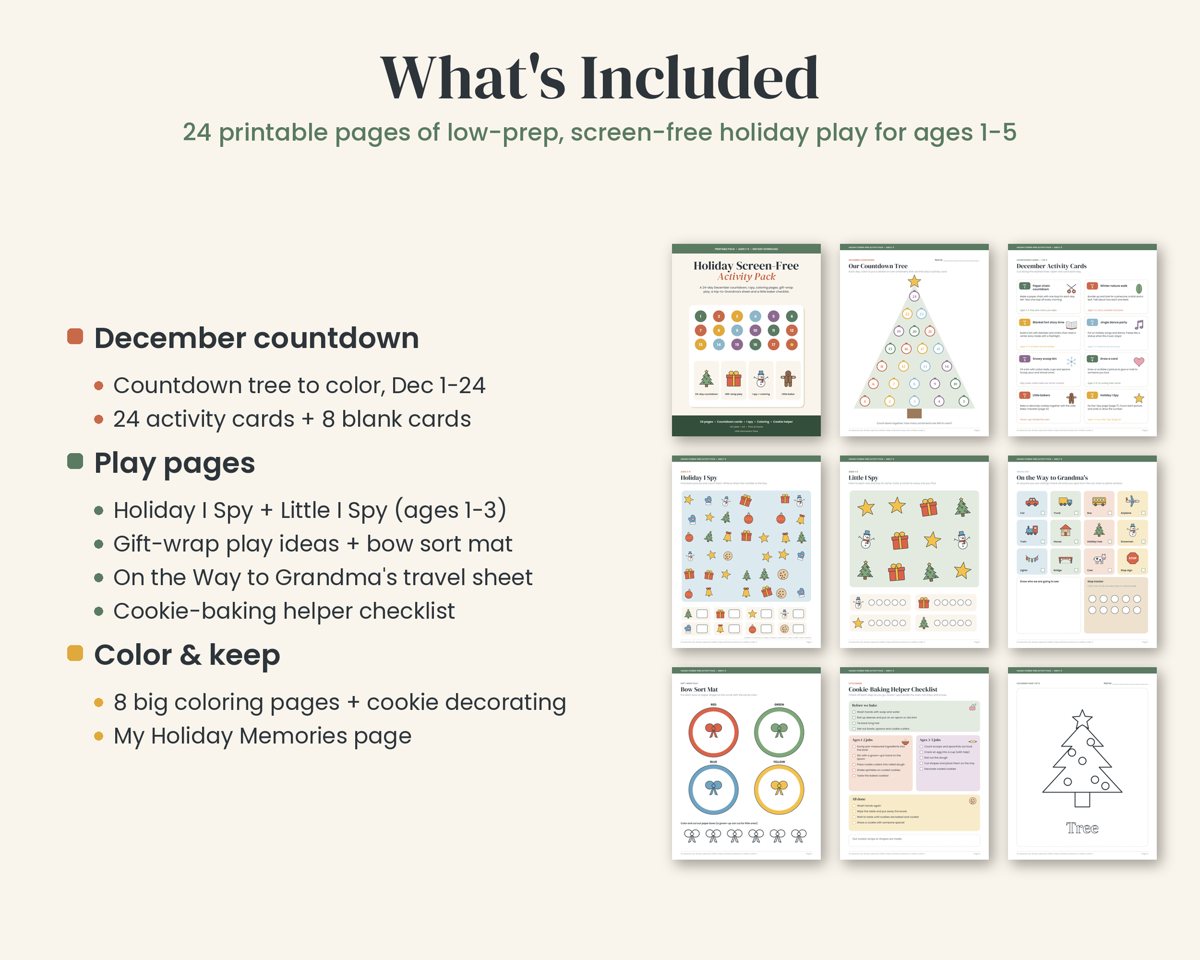 Holiday Screen-Free Activity Pack preview 2