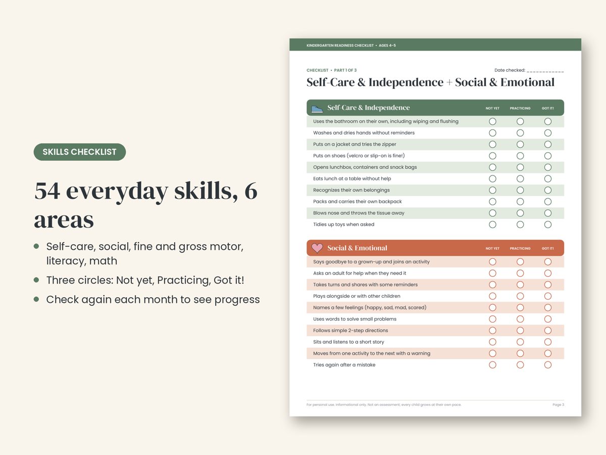 Kindergarten Readiness Checklist preview 3