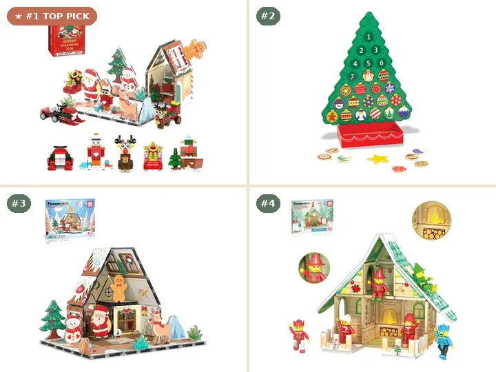 PicassoTiles Gingerbread House Advent Calendar Set, Melissa & Doug Countdown to Christmas Wooden Advent Calendar, PicassoTiles Magnetic Gingerbread House Holiday Set, PicassoTiles Christmas Cottage Magnetic Tile Set