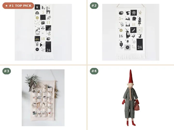 Wee Gallery Festive Friends 24 Pocket Advent Calendar, Wee Gallery 24 Pocket Advent Calendar - Winter Animals, Colored Organics Cotton Advent Calendar, Maileg Pixy Advent Calendar