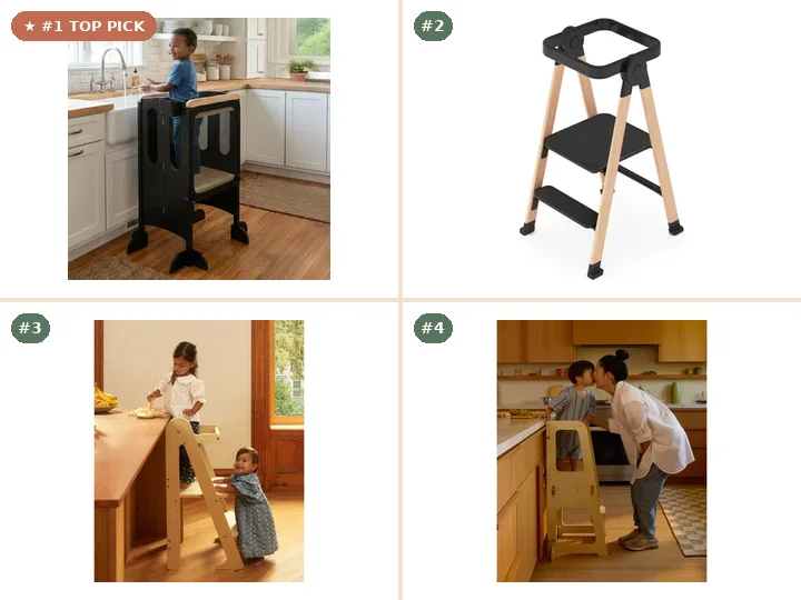 Little Partners EZ Fold 'N Grow Learning Tower, Guidecraft Kitchen Helper FLEX Toddler Tower, Piccalio Foldable Toddler Tower, Piccalio Convertible Toddler Tower