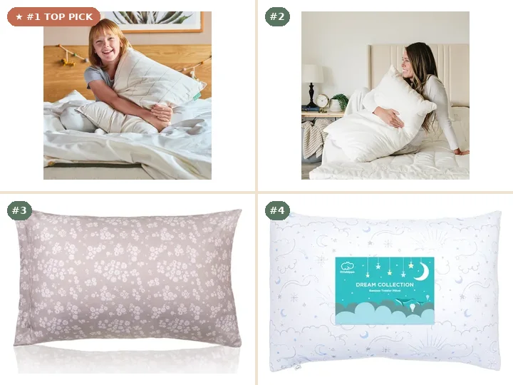 Avocado GOTS Organic Cotton & GOLS Latex Kids/Toddler Pillow, Woolino Australian Wool & Organic Cotton Low-Loft Toddler Pillow, WeeSprout 100% Organic Cotton Toddler Pillow with Pillowcase, LittleHippo Ergonomic Bamboo Viscose Toddler Pillow