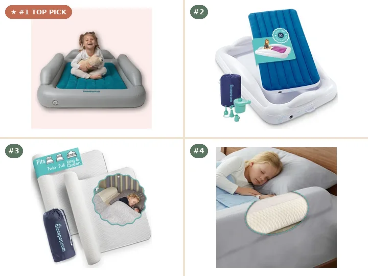 SlumberTot Inflatable Toddler Bed, Hiccapop Inflatable Toddler Travel Bed with Safety Bumpers, Hiccapop Inflatable Bed Rail for Toddlers, Hiccapop Foam Bed Bumper for Toddlers