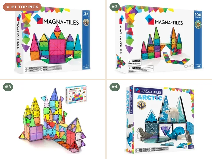 Magna-Tiles Classic 32-Piece Set, Magna-Tiles Classic 100-Piece Set, PicassoTiles 60-Piece Magnetic Tile Set, Magna-Tiles Arctic Animals 25-Piece Set