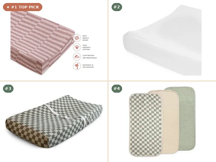 Babyletto Quilted Organic Muslin Changing Pad Cover, Little Unicorn Organic Cotton Muslin Changing Pad Cover, Mushie Extra Soft Muslin Changing Pad Cover, Mushie Organic Cotton Changing Pad Liners
