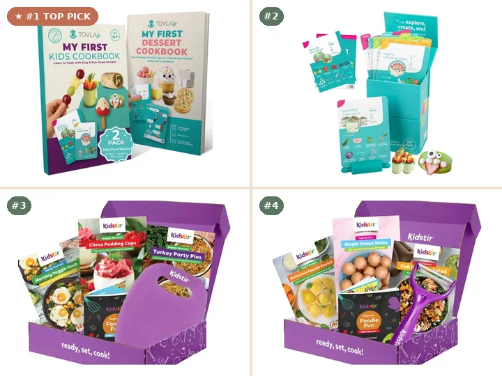 Tovla Jr. My First Visual Cookbook Set, Tovla Jr. My First Recipe Box, Kidstir Happy Harvest Cooking Kit, Kidstir Fall Flavors Cooking Kit