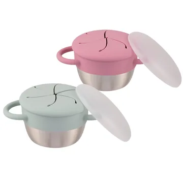 Elk and Friends 304 Stainless Steel Food & Snack Cups with Silicone Lids