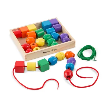 Melissa & Doug Primary Wooden Lacing Beads Set