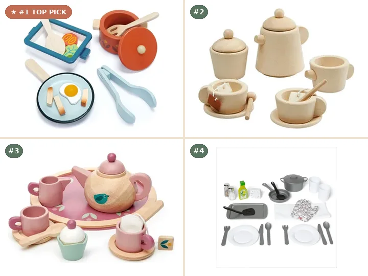 Tender Leaf Toys Pots and Pans, PlanToys Wooden Tea Set, Tender Leaf Toys Birdie Tea Set, Melissa & Doug Kitchen Accessory Play Set